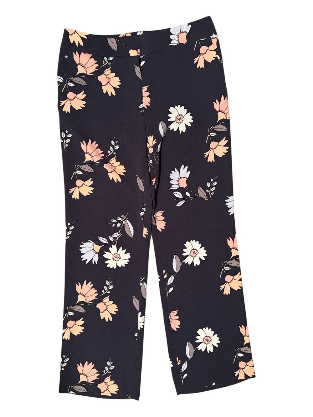 Ann Taylor Loft Women’s Size 4 Gray Multi Color Floral Pants New